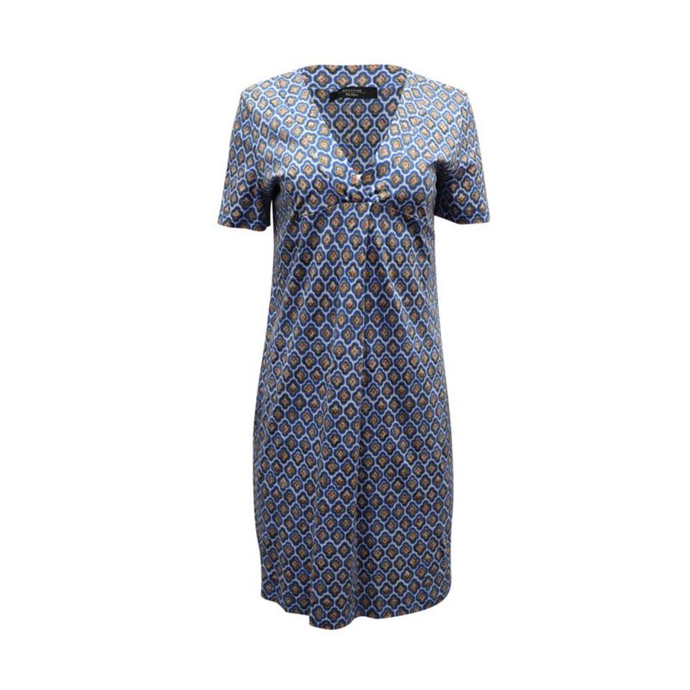 Max Mara Weekend Patterned Summer Shift Dress in Blue Print Viscose